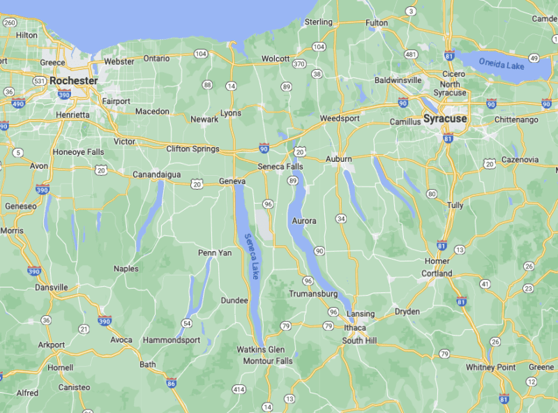 Map of the Finger Lakes Region of New York