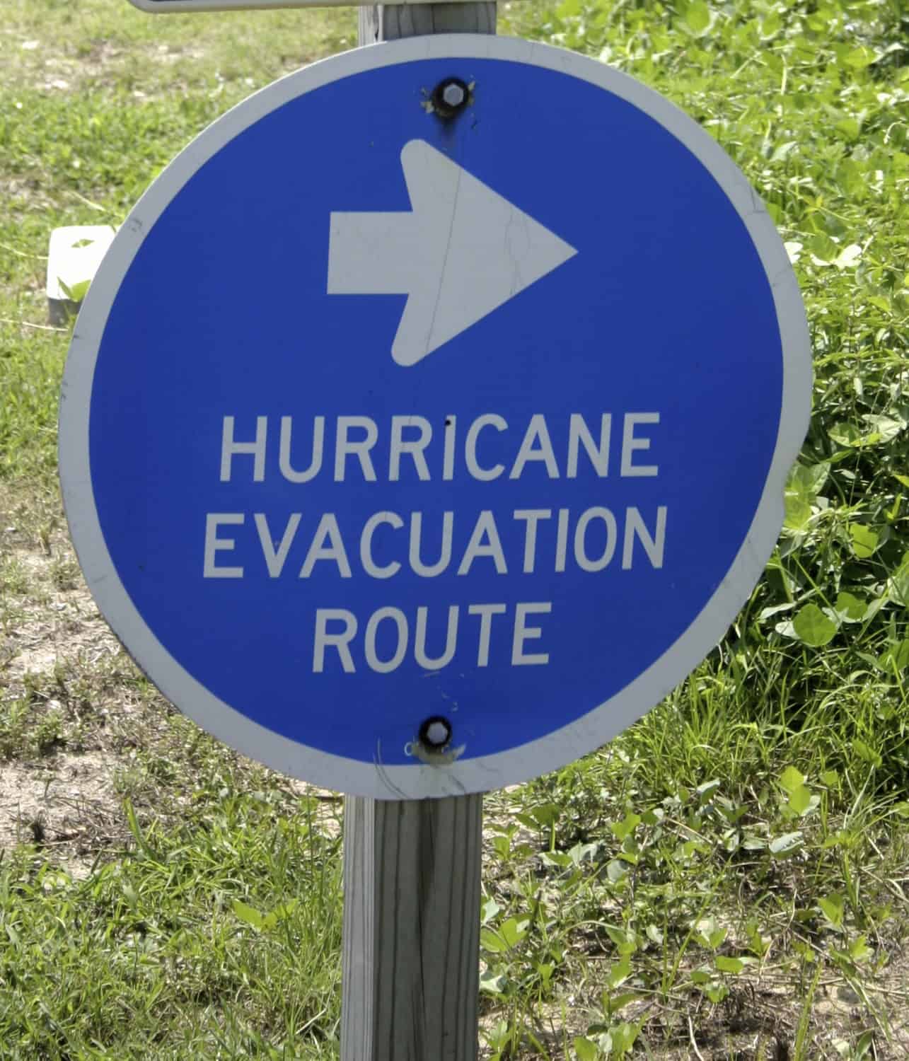 Sign indicating hurricane evacuation route