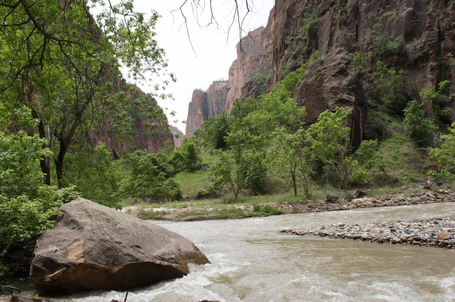 River running in Zion Canyon at Zion National Park, UT