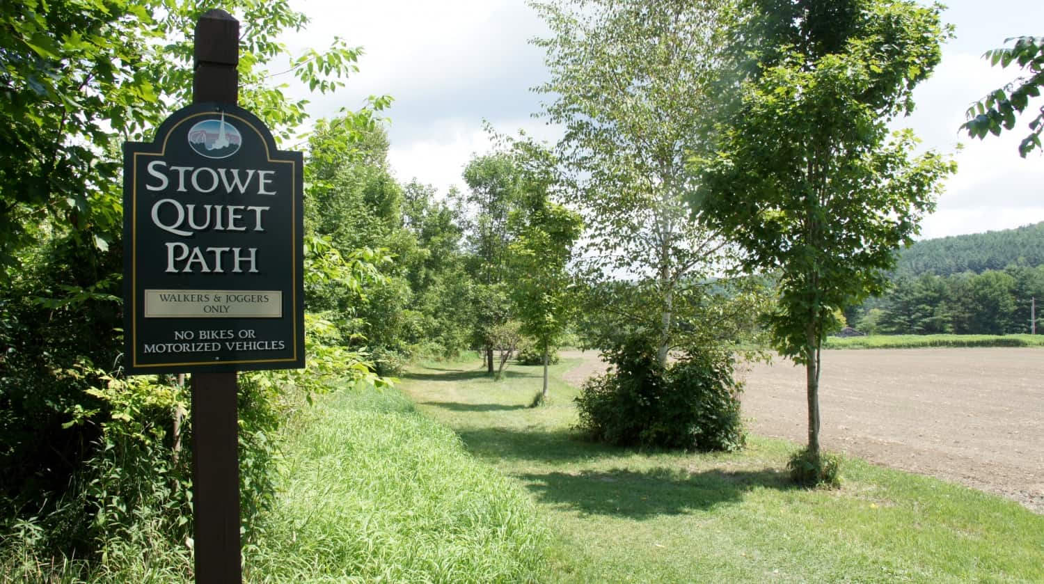 Sign at the beginning of the Stowe Quiet Path - Stowe, VT