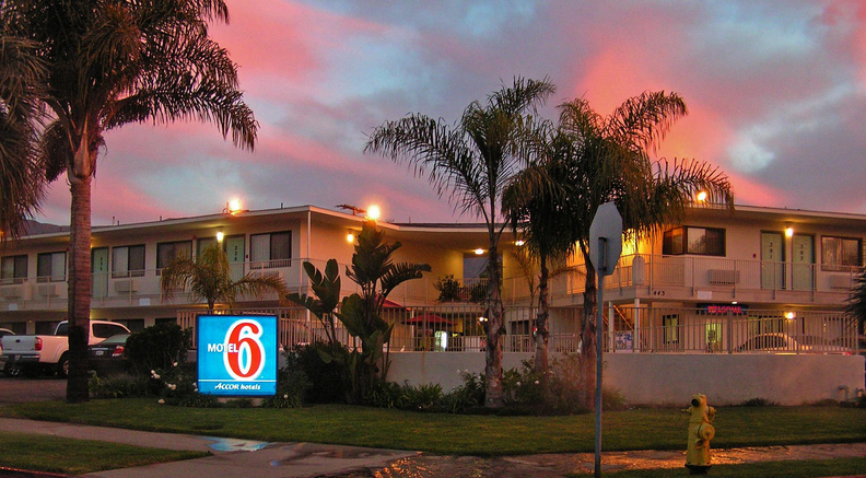 Motel 6 - one of the pet-friendly hotel chains where pets stay free!