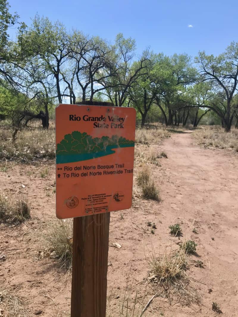 Trail sign in Rio Grande Valley State Park, Albuquerque, NM 