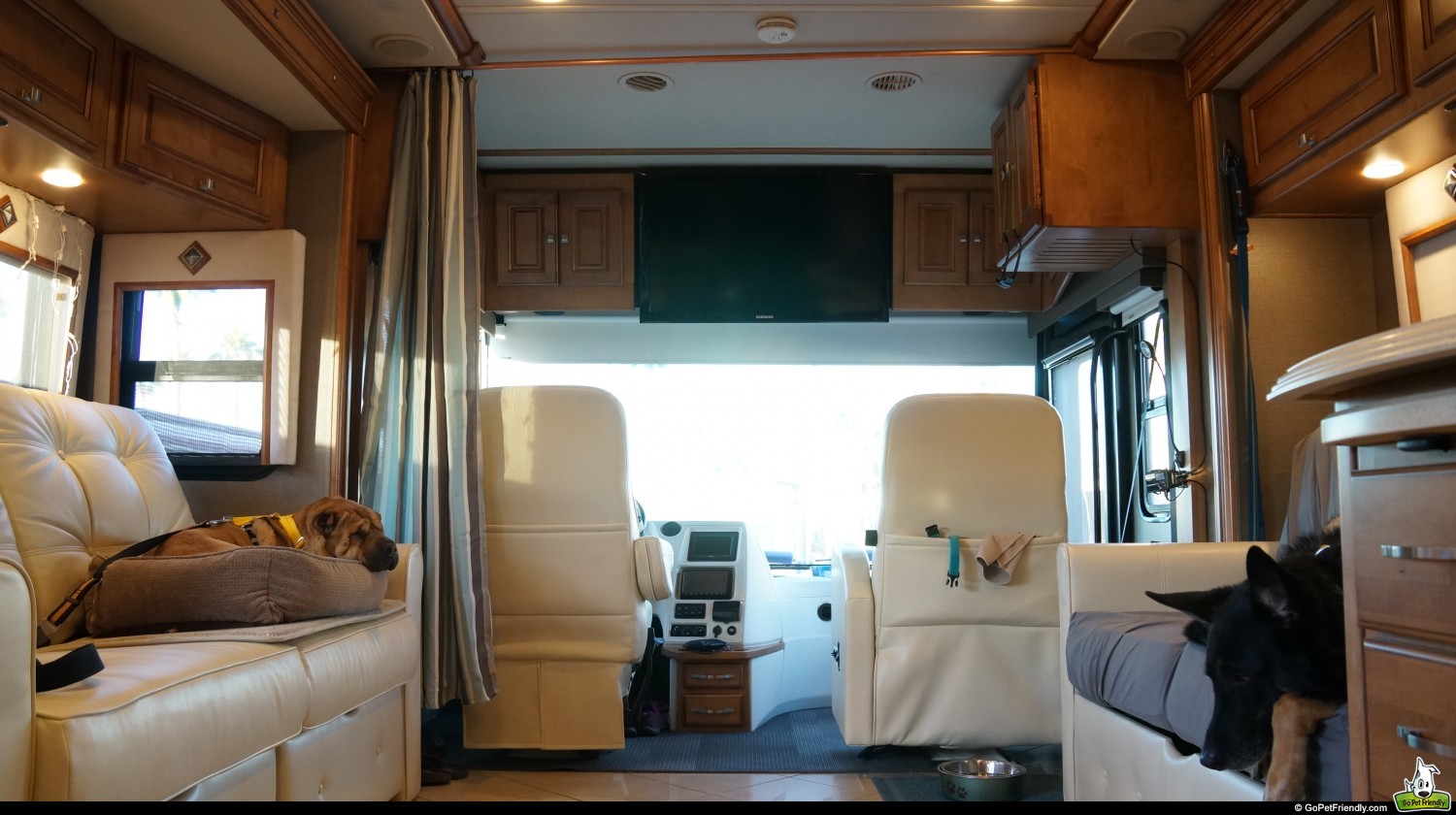 Curtain in Meridian to keep dog from barking while driving the RV