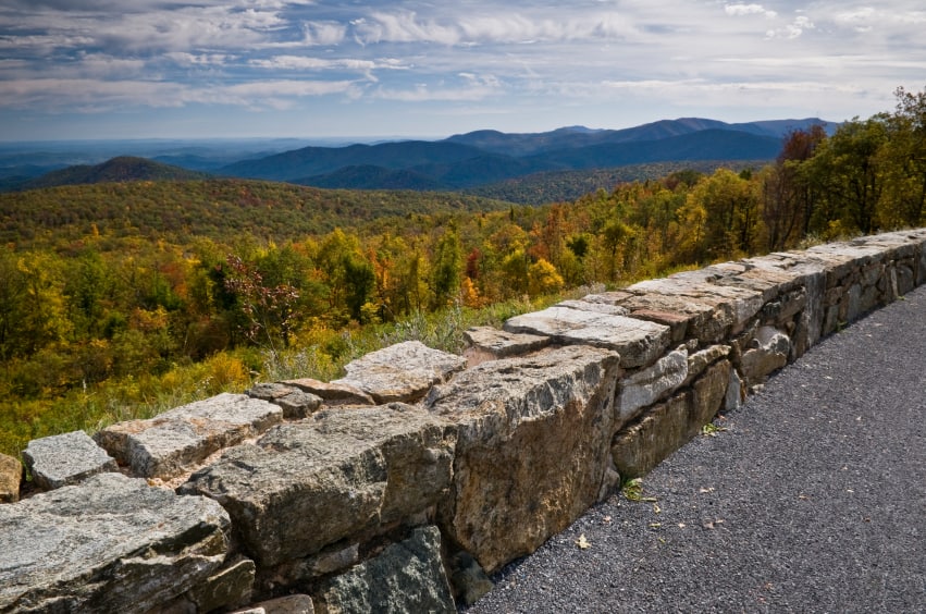 View across the mountain tops from Skyline Dive in Shenandoah National Park in Virginia