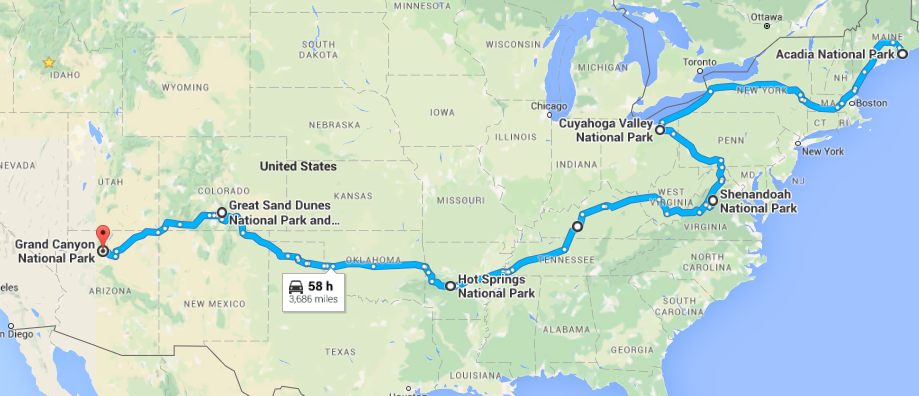 Road Trip to the Most Dog Friendly National Parks - Map