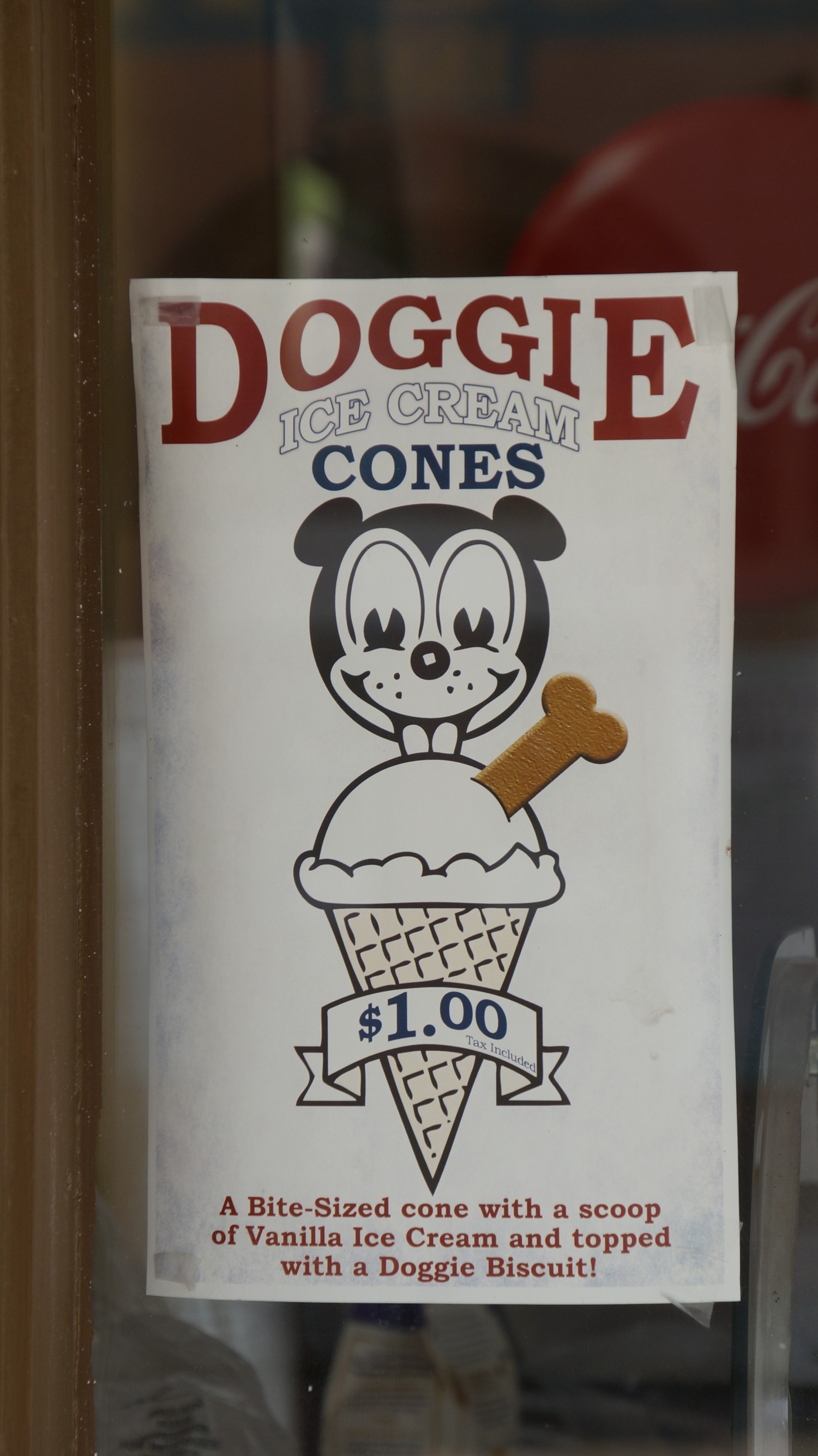 Poster for Doggie Ice Cream Cones at T. Millers Mercantile in pet friendly Tombstone, AZ