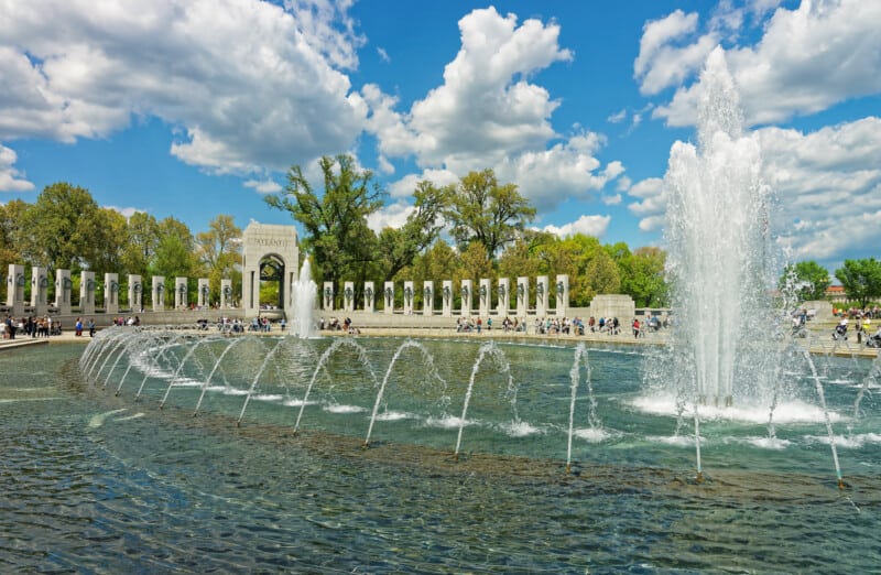 World War II Memorial on the National Mall in Washington DC is one of the most visited places in the US. 