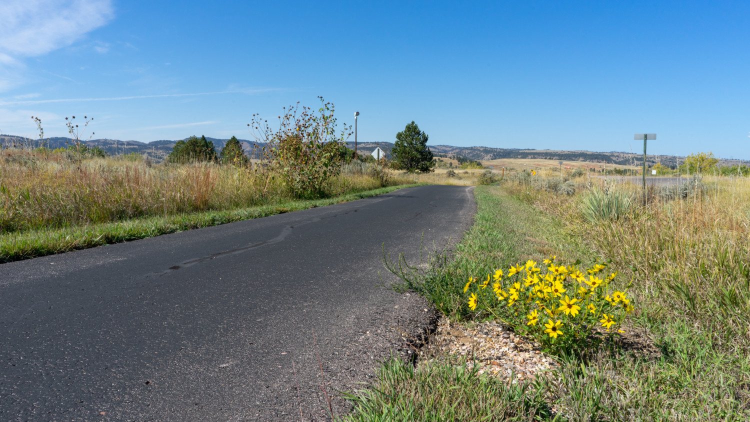 Paved bike path at pet-friendly Angostura Recreation Area in the Black Hills of South Dakota