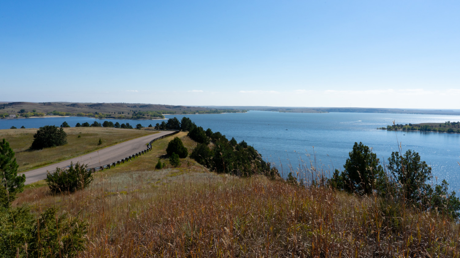 View overlooking the pet-friendly Angostura Reservoir in South Dakota's Black Hills