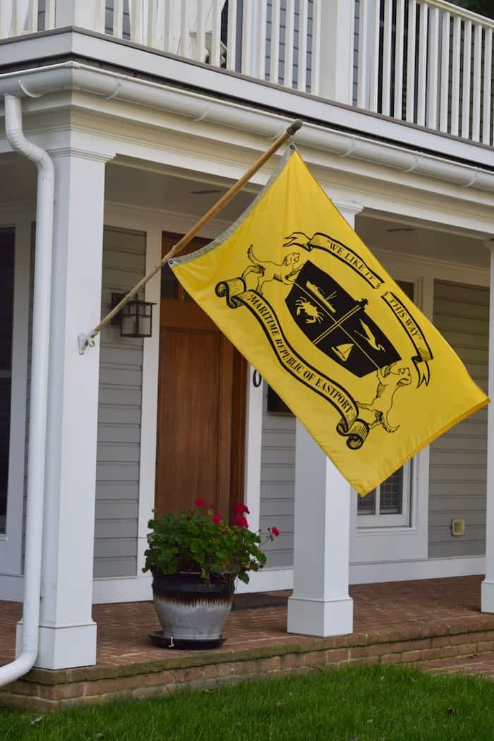 Flag of the Maritime Republic of Eastport flying from a house in Annapolis's Pet-Friendly Eastport Neighborhood