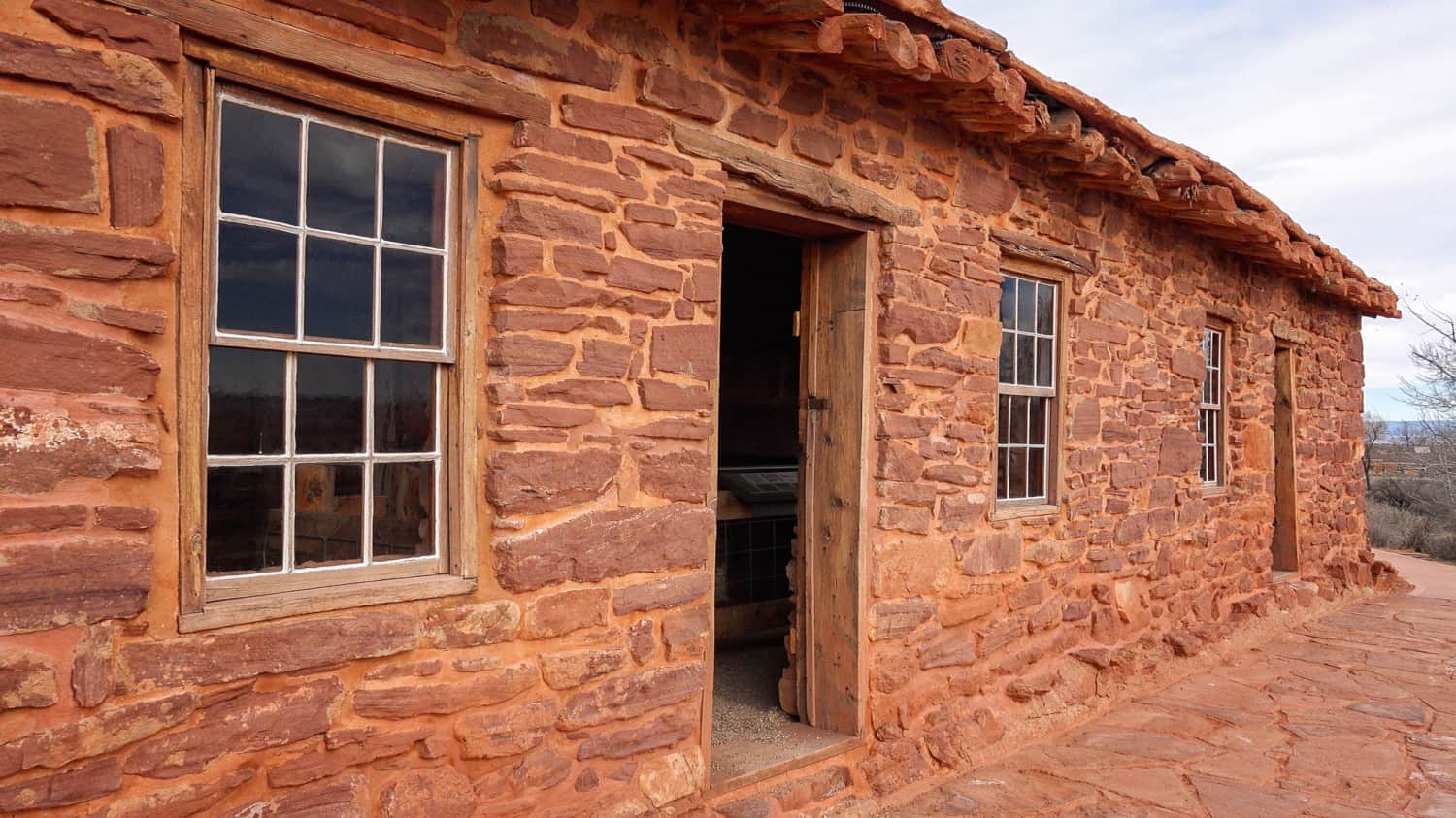 Pioneer cabin built from sandstone at Pipe Spring National Monument in Arizona