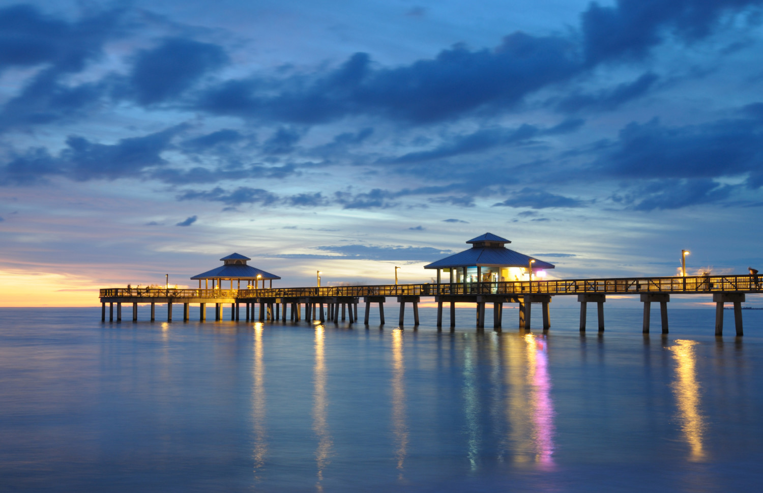 Pier at Fort Myers Beach, FL at sunset