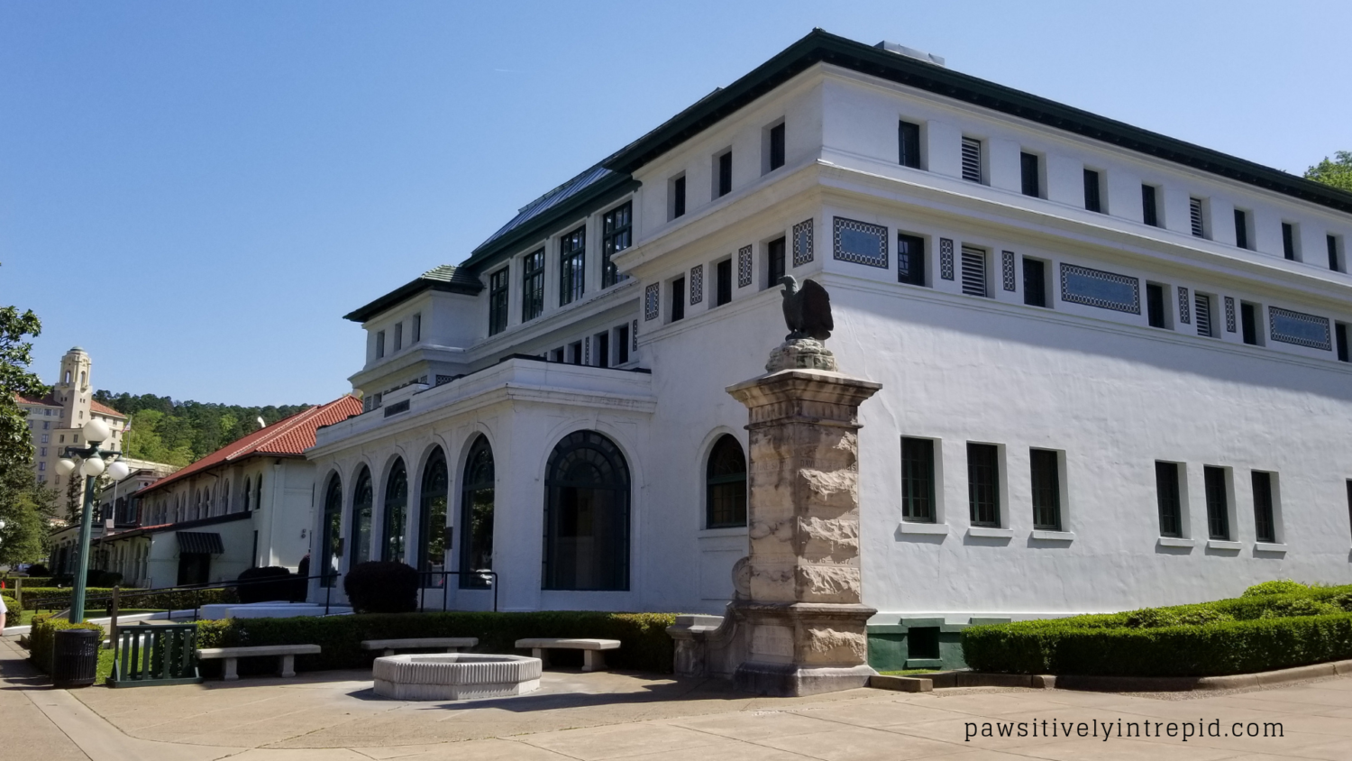 Historic bathhouse in pet friendly Hot Springs National Park in Arkansas