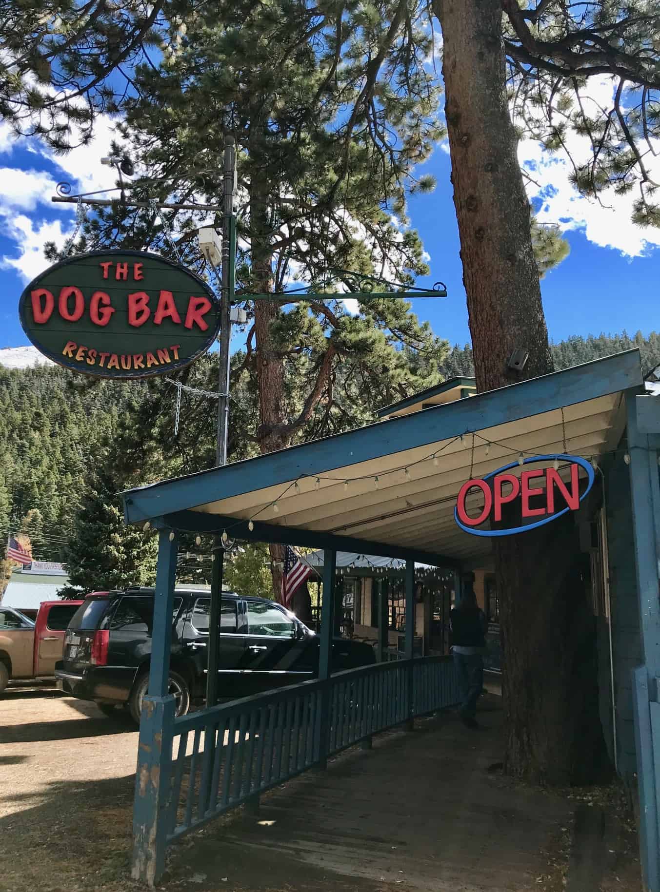 Sign at the pet friendly Dog Bar in Cuchara, Colorado