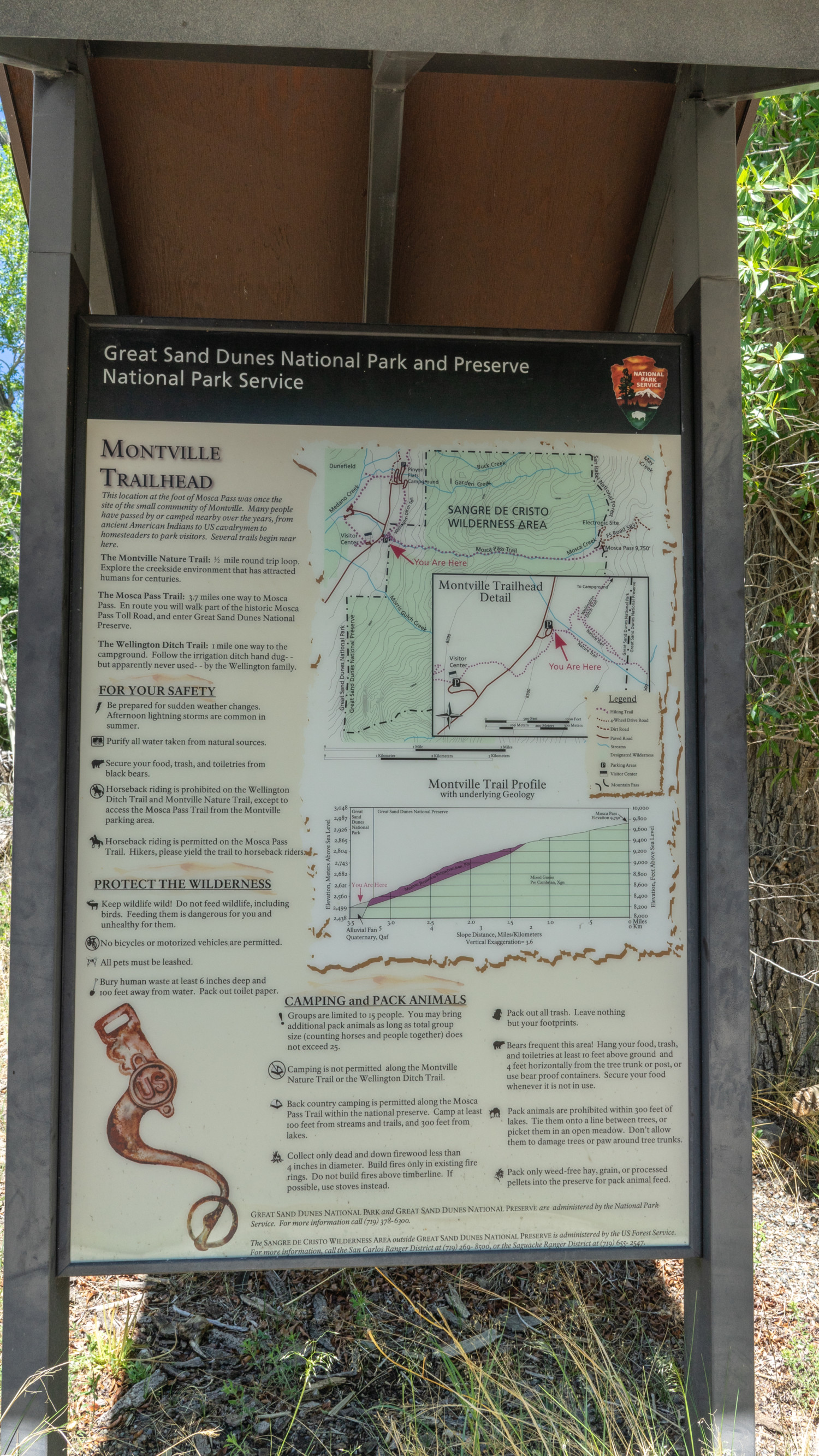 Sign showing pet friendly trails in Great Sand Dunes National Park