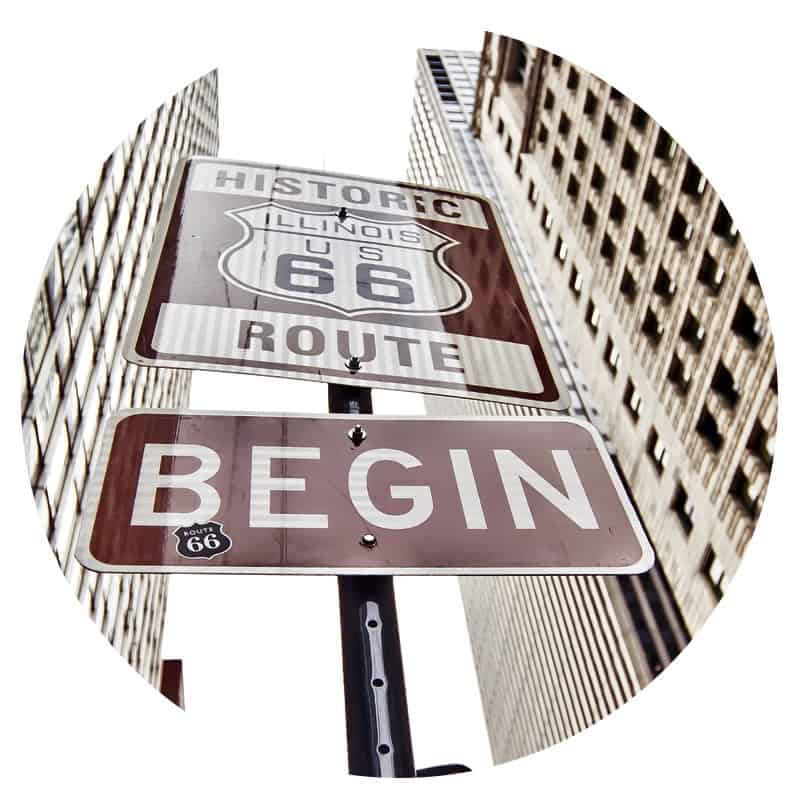 Historic Route 66 Sign in Chicago, IL