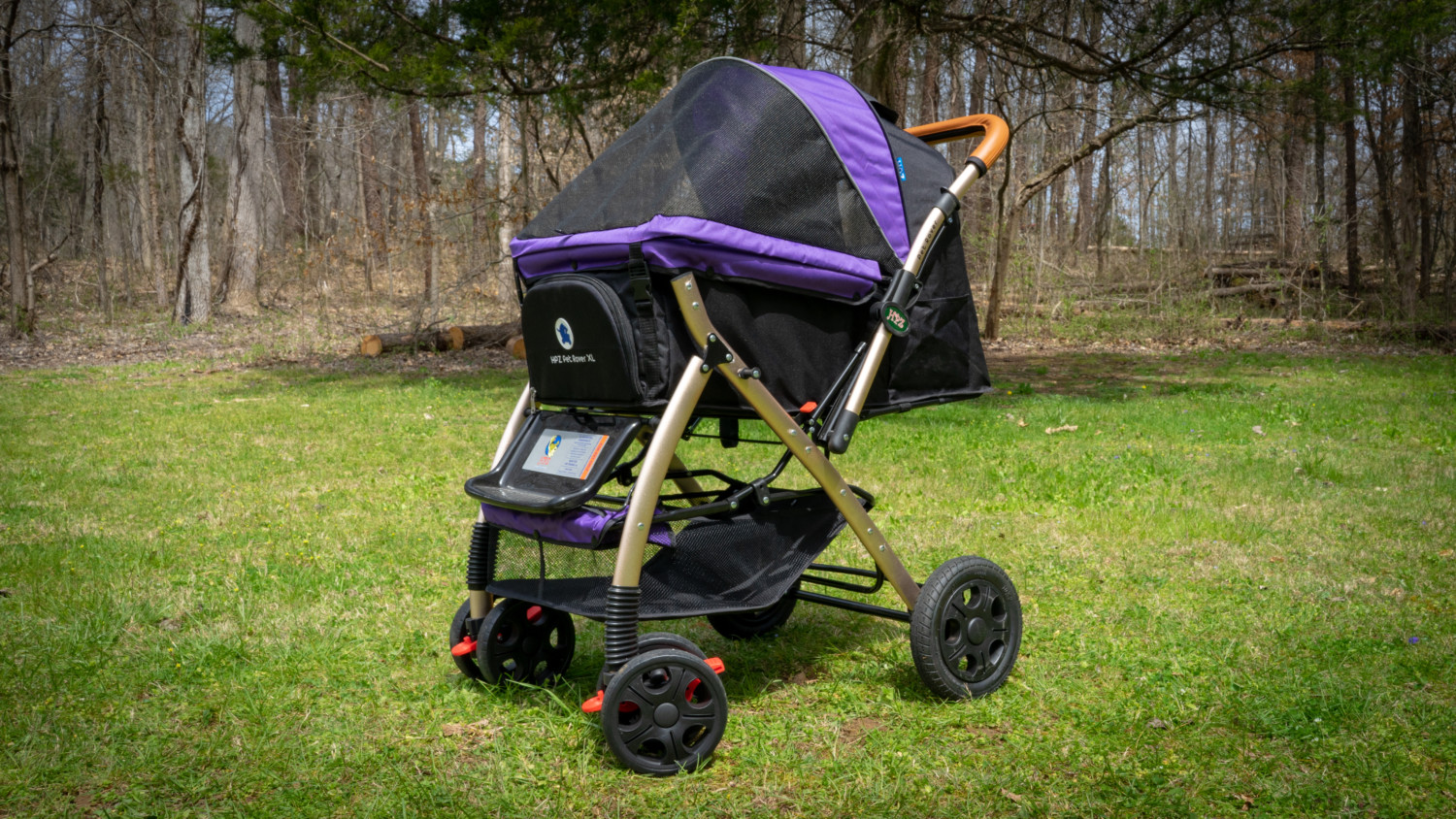 Purple and black Pet Rover XL dog stroller