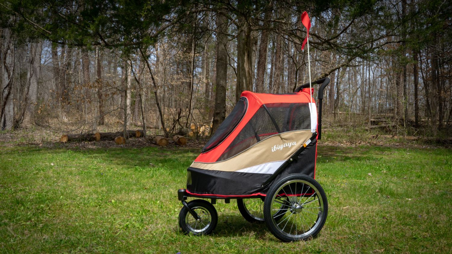 Red ibiyaya Happy Bicycle Trailer / Stroller for dogs