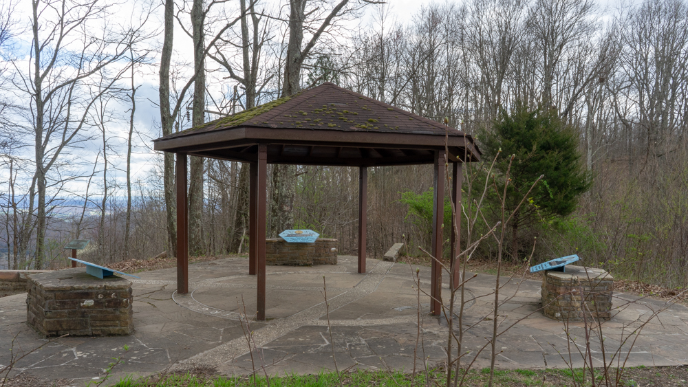 A gazebo over the intersection of three state lines at Tri-State Peak in Cumberland Gap National Historic Park