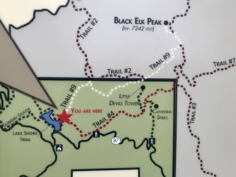 Sign at the Black Elk Peak Trailhead in Custer State Park, South Dakota