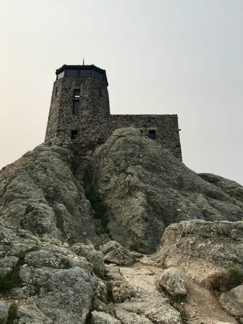 Fire tower on top of Black Elk Peak in the Black Hills, South Dakota