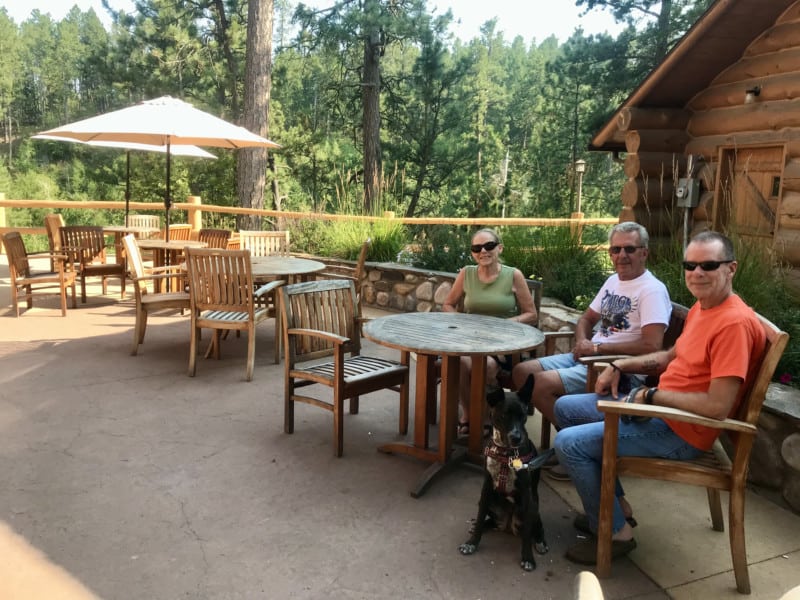 Pet friendly patio at the Blue Bell Lodge at Custer State Park, South Dakota