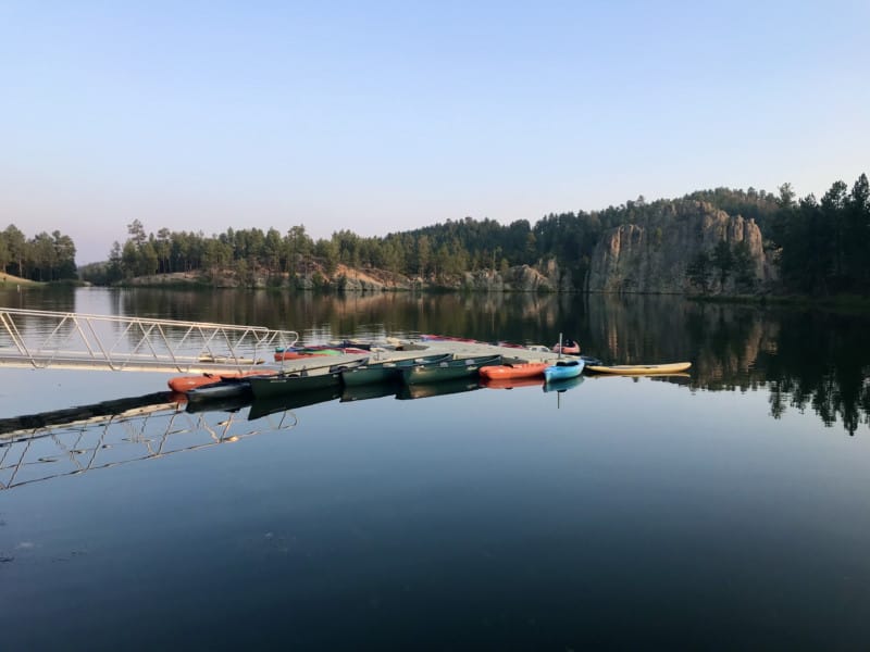 View from the pet friendly patio at Legion Lake Lodge in Custer State Park, South Dakota