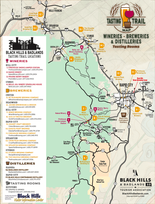 Black Hills Tasting Trail Map