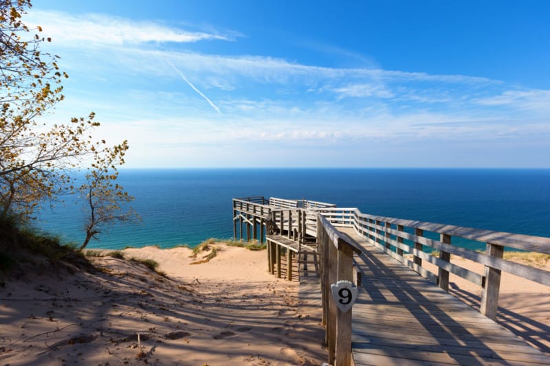 Scenic Overlook #9 at Sleeping Bear Dunes National Lakeshore offering a vista of Lake Michigan