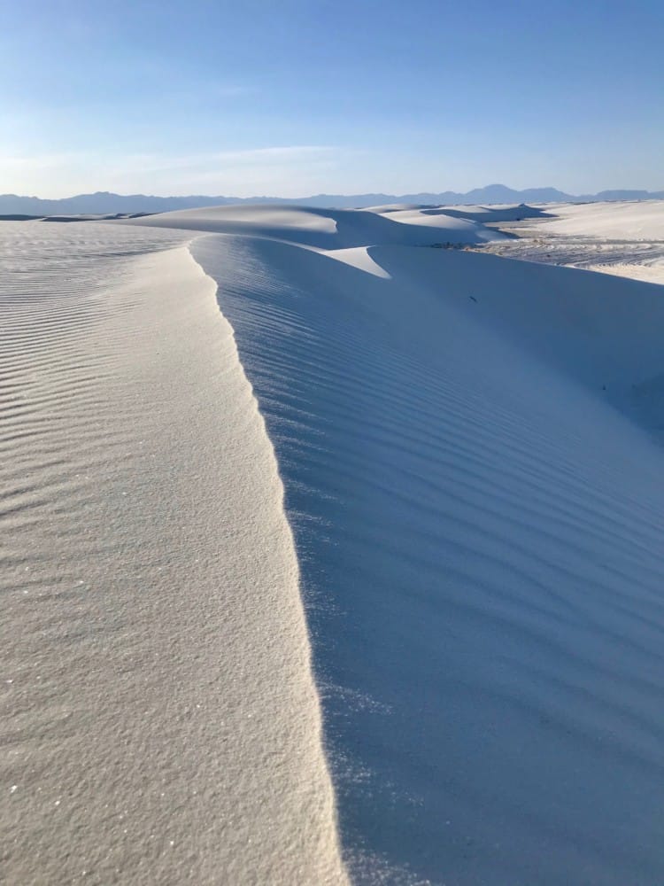 Crest of a dune at White Sands National Park, NM, part of the largest gypsum dune field in the world