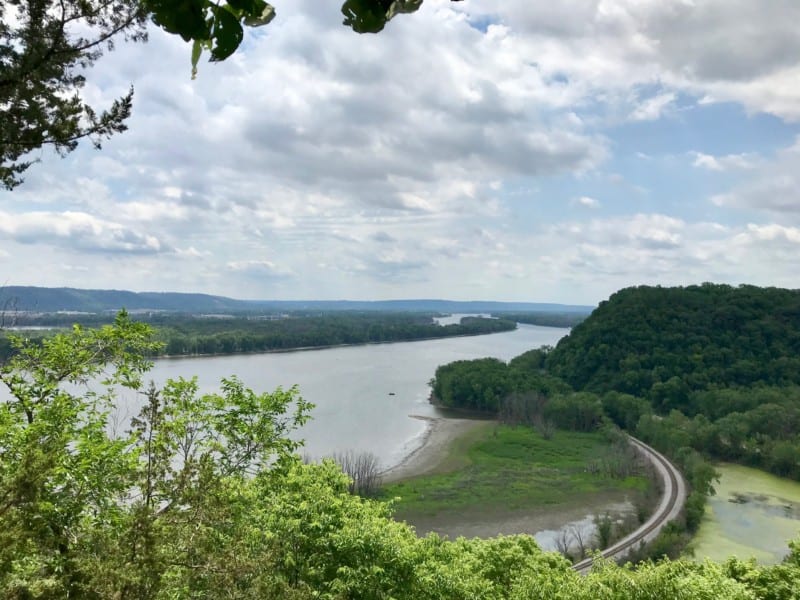 View of the Mississippi River from pet friendly Effigy Mounds National Monument in Iowa