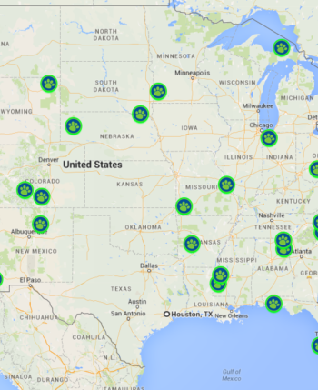 Map showing National Parks that have BARK Ranger programs