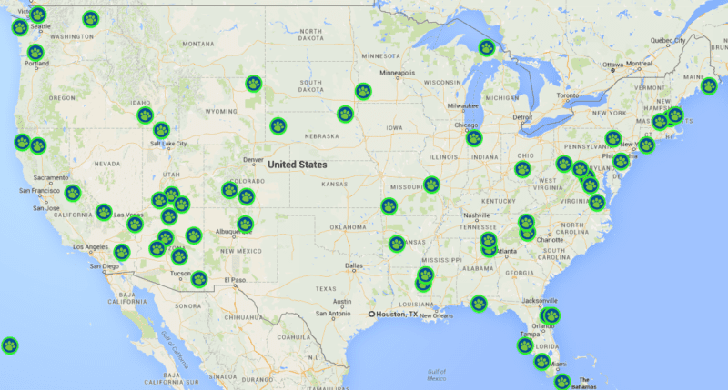 Map showing BARK Ranger National Parks