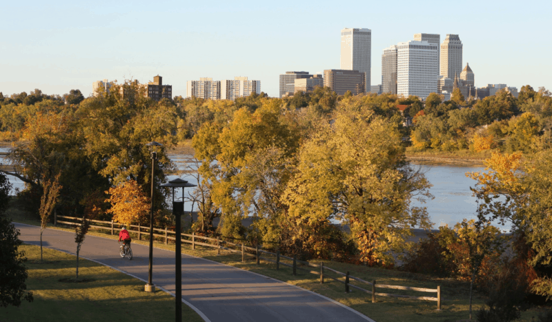 River Parks trail in Tulsa, OK