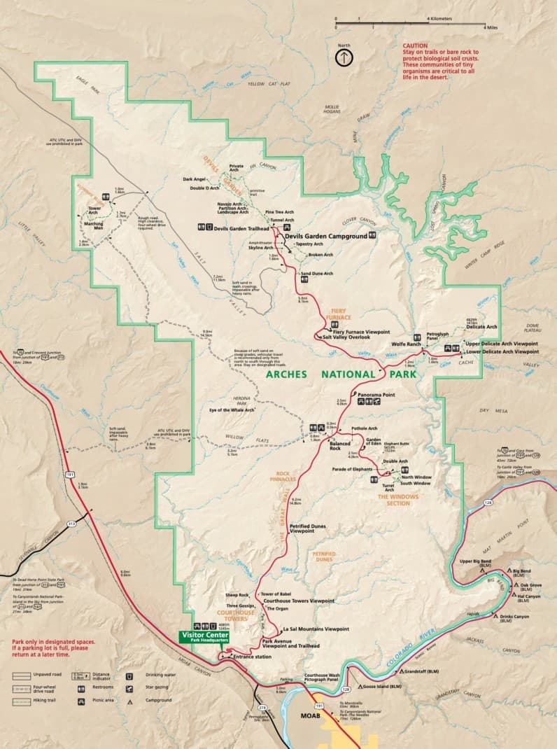 Map of Arches National Park - Moab, UT