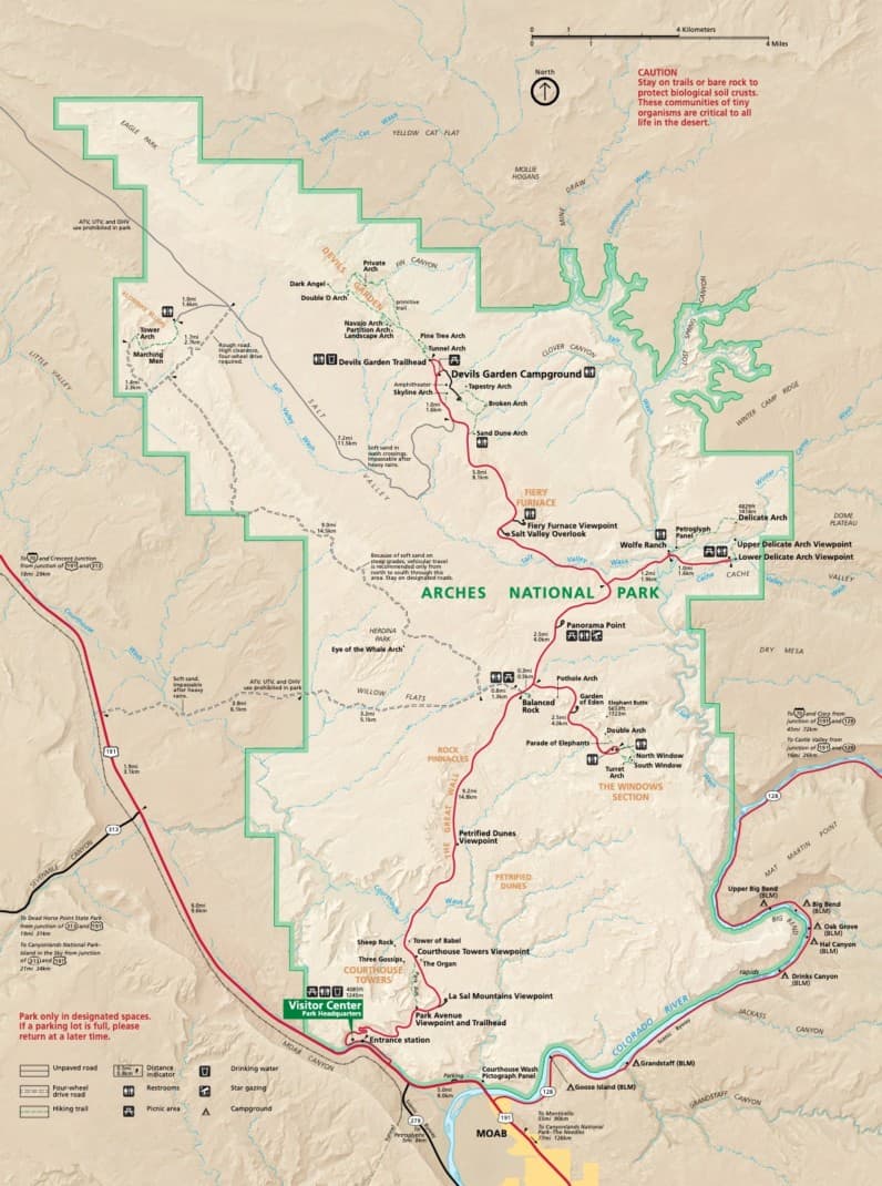 Map of Arches National Park - Moab, UT