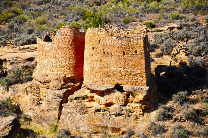 Twin towers ruins at Hovenweep National Monument in Utah