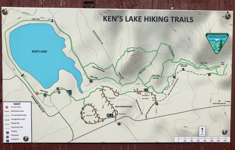 Map of dog friendly hiking trails at Ken's Lake in Moab, UT