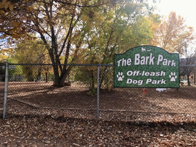 Sign at the Moab Bark Park in Moab, UT