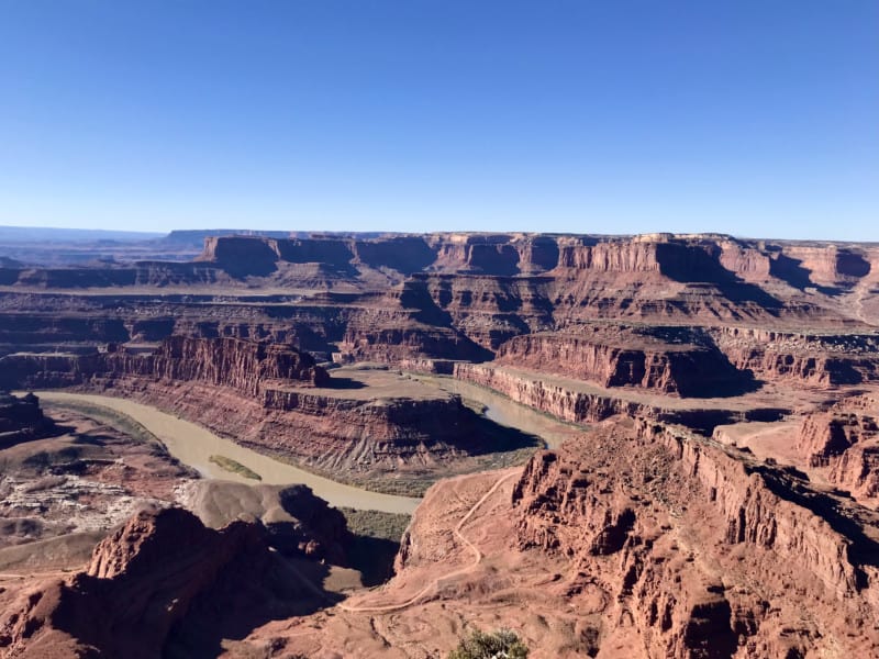 View of the Colorado River from the Rim Trail at Dead Horse Point State Park near Moab, UT