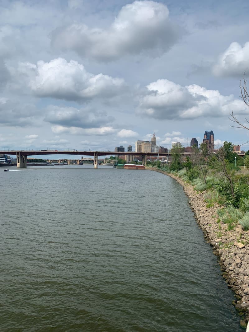 View of Saint Paul and the Mississippi River from the paths along the Mississippi River in Saint Paul, Minnesota