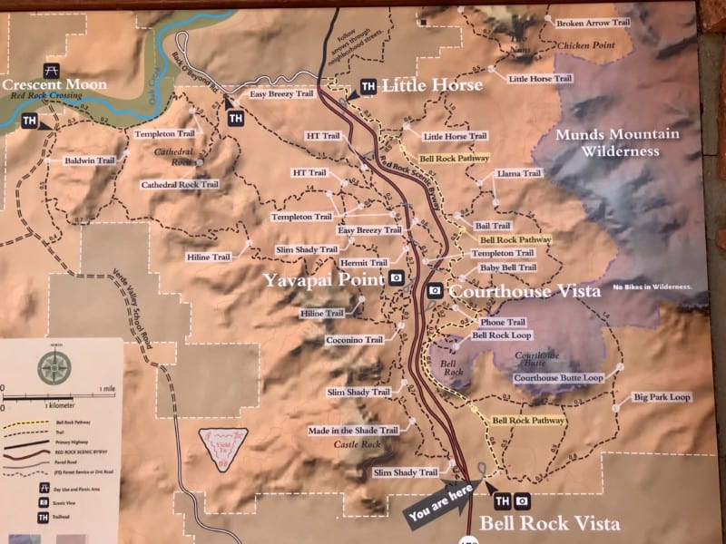 Map of hiking trails in Sedona, AZ