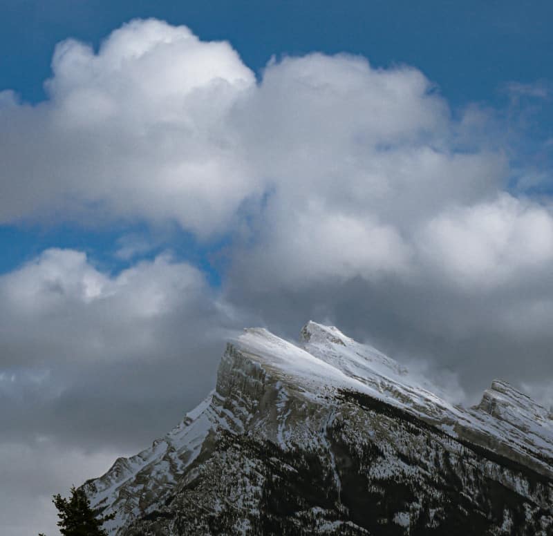 Up close view of Mount Rundle.