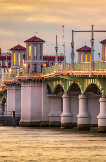 View of a bridge with pet friendly St. Augustine, FL in the background