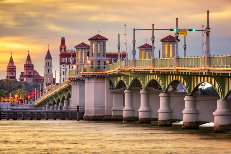 View of a bridge with pet friendly St. Augustine, FL in the background