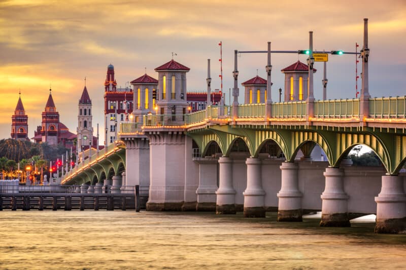 View of a bridge with pet friendly St. Augustine, FL in the background