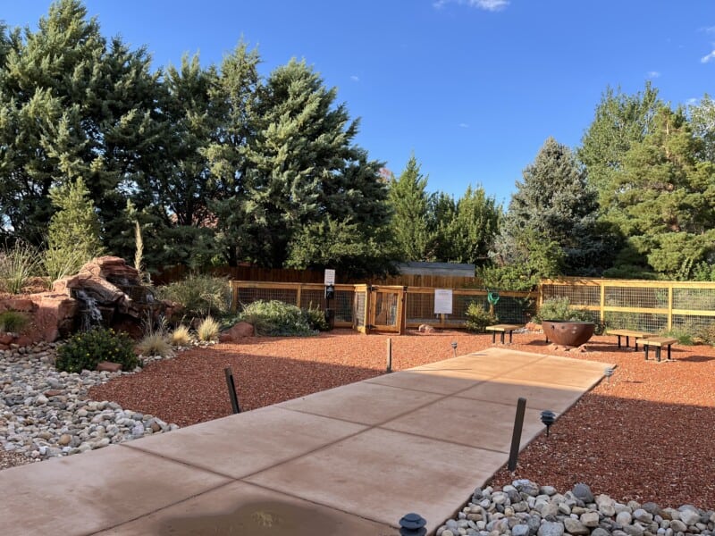 Dog park area at Best Friends Roadhouse and Mercantile in Kanab, UT