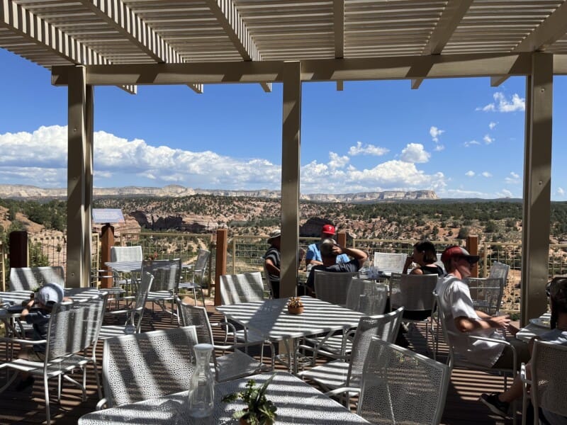 View from the patio at Angel Village Café at Best Friends Animal Sanctuary in Kanab, Utah
