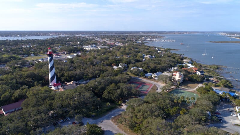 Arial view of St. Augustine Lighthouse in FL