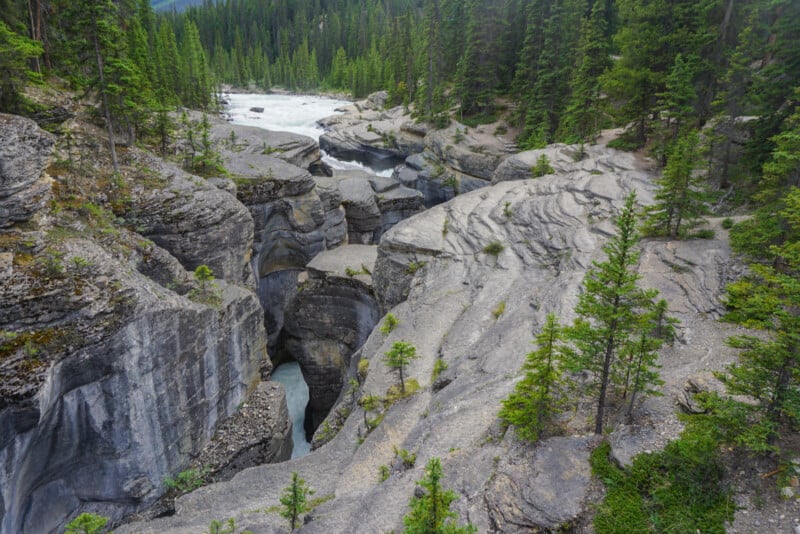 Uniquely carved winding and twisting limestone canyons in Jasper.
